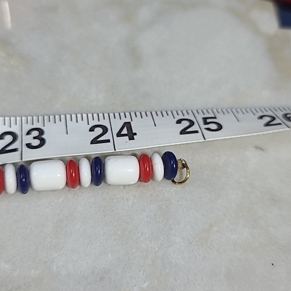 Fun Retro Red, White, and Blue Beaded Necklace Set - Picture 9 of 9